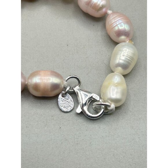 Freshwater Cultivated Pearl Necklace in Pale Pink & White Sterling Silver Clasp - Picture 5 of 7